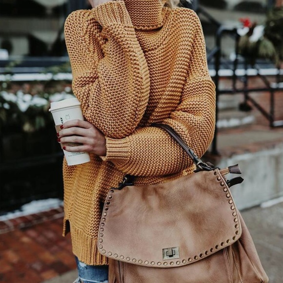 Cozy Gold Turtleneck Sweater - Picture 2 of 7